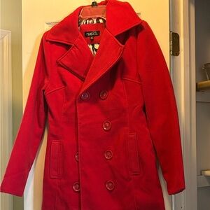 Red pea coat